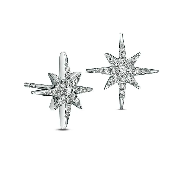 Earrings Goldia 025 CT TW Diamond Starburst Stud Earrings in 10K White Gold