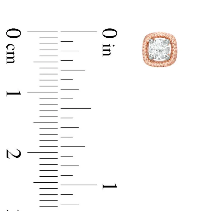 Earrings Goldia 033 CT TW Diamond Solitaire Cushion Twist Frame Stud Earrings in 10K Rose Gold Earrings Goldia 033 CT TW Diamond Solitaire Cushion Twist Frame Stud Earrings in 10K Rose Gold