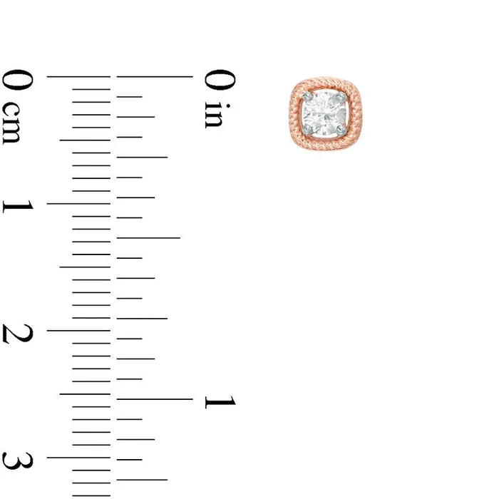 Earrings Goldia 033 CT TW Diamond Solitaire Cushion Twist Frame Stud Earrings in 10K Rose Gold Earrings Goldia 033 CT TW Diamond Solitaire Cushion Twist Frame Stud Earrings in 10K Rose Gold