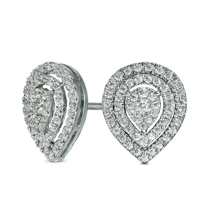 Earrings Goldia 033 CT TW Diamond Triple Teardrop Frame Stud Earrings in 10K White Gold Earrings Goldia 033 CT TW Diamond Triple Teardrop Frame Stud Earrings in 10K White Gold