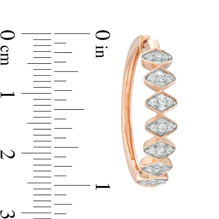 Earrings Goldia 033 CT TW Diamond ZigZag RetroStyle Hoop Earrings in 14K Rose Gold Earrings Goldia 033 CT TW Diamond ZigZag RetroStyle Hoop Earrings in 14K Rose Gold