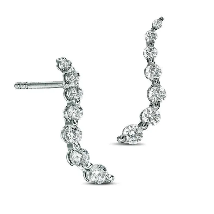 Earrings Goldia 05 CT TW Journey Diamond Drop Earrings in 14K White Gold Earrings Goldia 05 CT TW Journey Diamond Drop Earrings in 14K White Gold