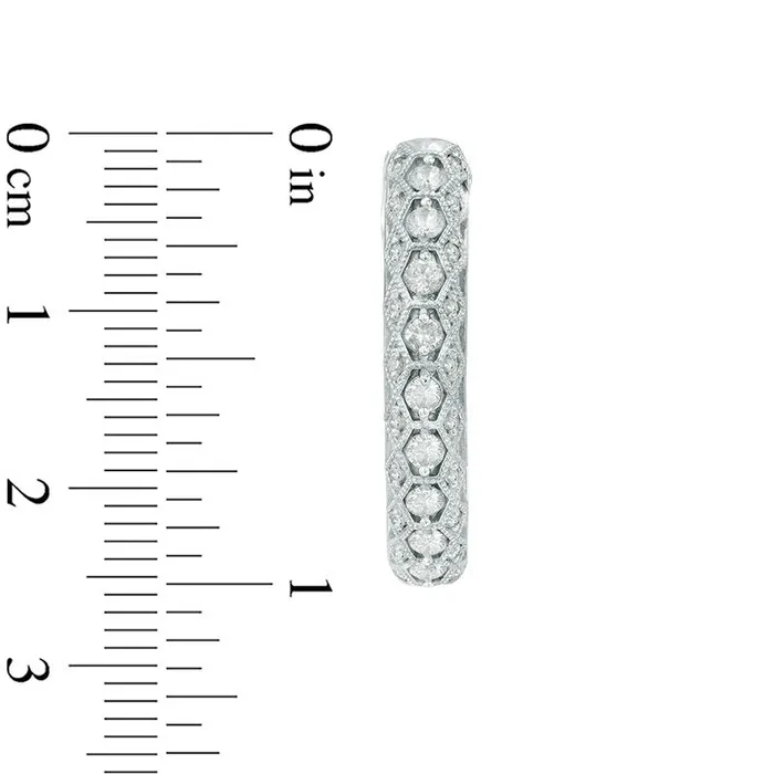 Earrings Goldia 088 CT TW Diamond Geometric Milgrain Hoop Earrings in 10K White Gold Earrings Goldia 088 CT TW Diamond Geometric Milgrain Hoop Earrings in 10K White Gold