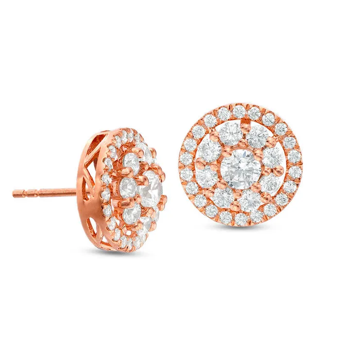 Earrings Goldia 15 CT TW Diamond Double Frame Stud Earrings in 14K Rose Gold Earrings Goldia 15 CT TW Diamond Double Frame Stud Earrings in 14K Rose Gold
