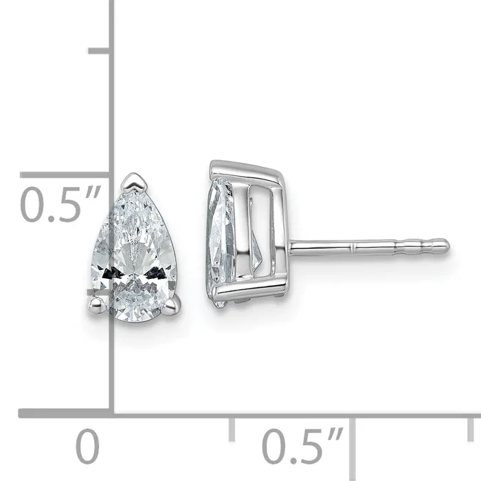 Earrings Goldia 14k White Gold 1 12 ctw Certified Lab Grown Diamond VSSI G Pear 4 Prong Heavy Wt Stud Earrings