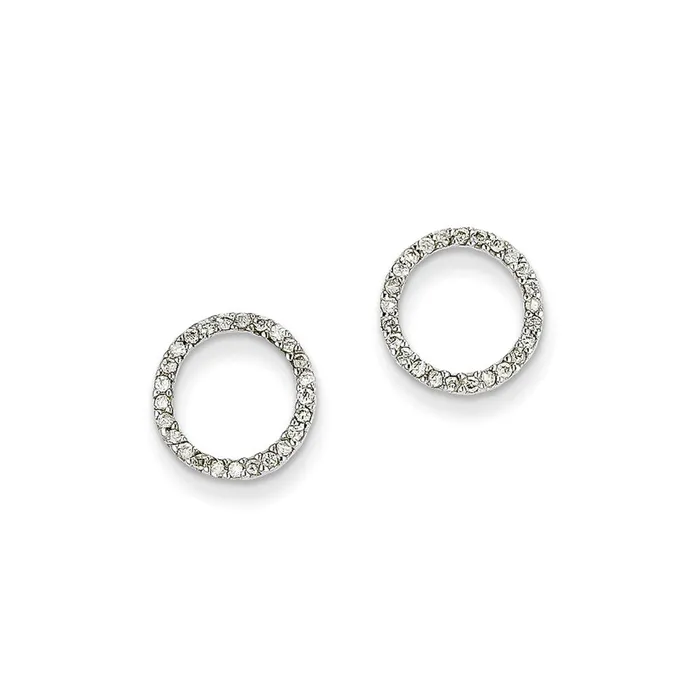 Earrings Goldia 14K White Gold 14Ctw Circle Real Diamond Earrings