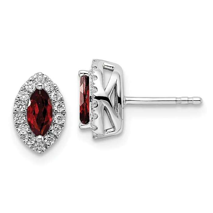 Earrings Goldia 14k White Gold 15 Ct Lab Grown Diamond VSSI G and Garnet January Birthstone Post Earrings Earrings Goldia 14k White Gold 15 Ct Lab Grown Diamond VSSI G and Garnet January Birthstone Post Earrings