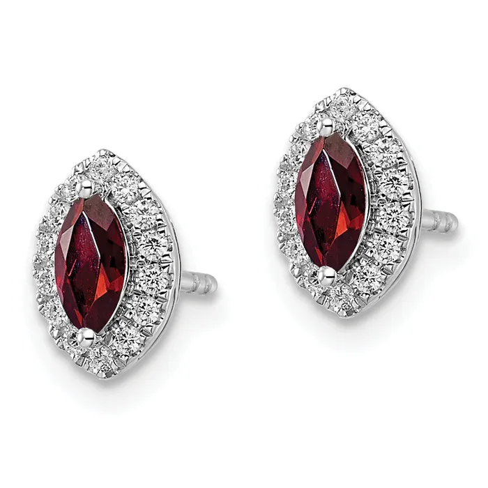 Earrings Goldia 14k White Gold 15 Ct Lab Grown Diamond VSSI G and Garnet January Birthstone Post Earrings