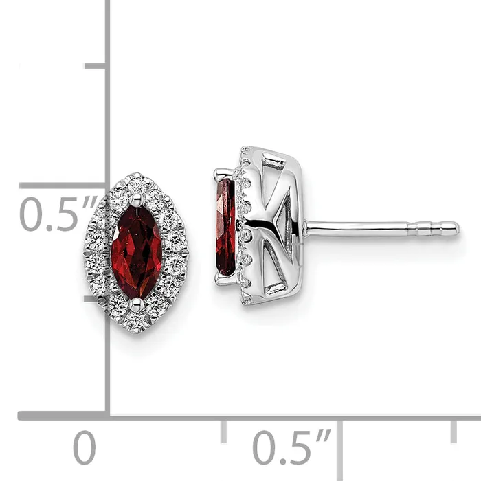 Earrings Goldia 14k White Gold 15 Ct Lab Grown Diamond VSSI G and Garnet January Birthstone Post Earrings