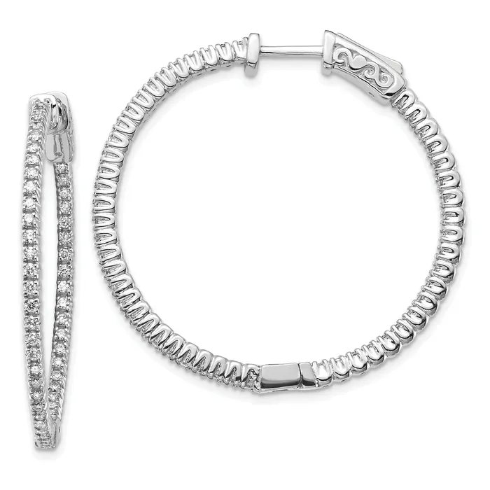 Earrings Goldia 14k White Gold 34 Ct Lab Grown Diamond VSSI G Round In and Out Safety Clasp Hoop Earrings