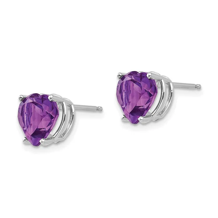 Earrings Goldia 14k White Gold 8mm Heart Amethyst Earrings