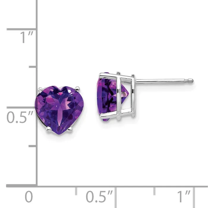 Earrings Goldia 14k White Gold 8mm Heart Amethyst Earrings
