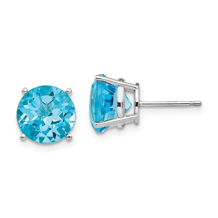 Earrings Goldia 14k White Gold Blue Topaz Round Stud Earrings