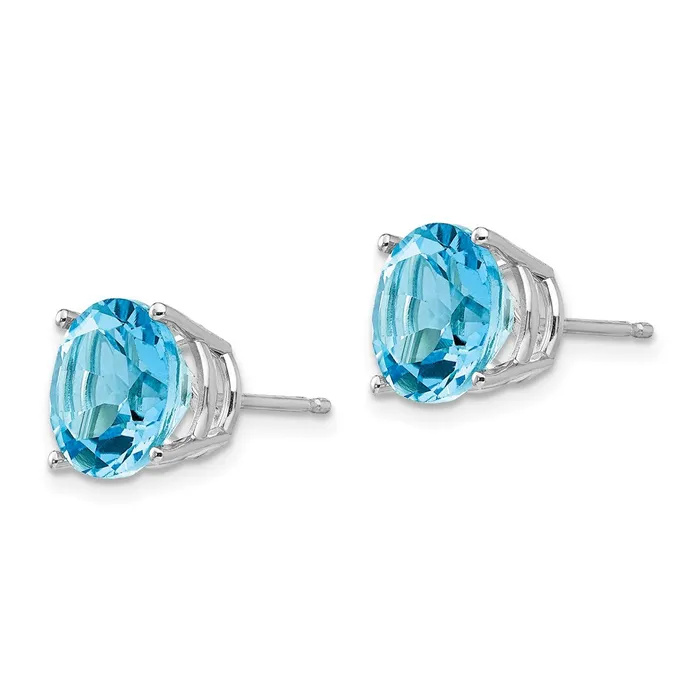 Earrings Goldia 14k White Gold Blue Topaz Round Stud Earrings