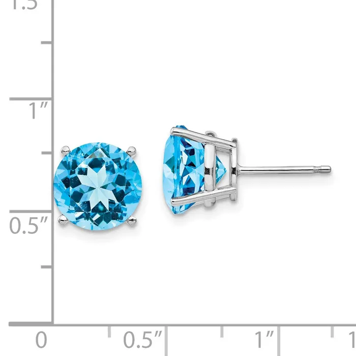 Earrings Goldia 14k White Gold Blue Topaz Round Stud Earrings