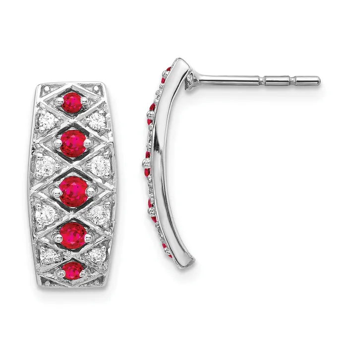 Earrings Goldia 14K White Gold Lab Grown Diamond VSSI G Created Ruby Fancy Earrings Earrings Goldia 14K White Gold Lab Grown Diamond VSSI G Created Ruby Fancy Earrings