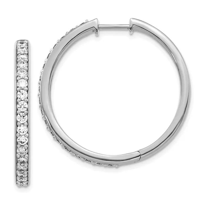 Earrings Goldia 14k White Gold Real Diamond Hinged Hoop Earrings