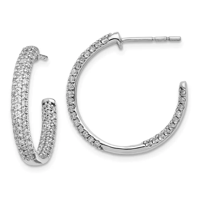 Earrings Goldia 14k White Gold Real Diamond InOut Hoop Post Earrings Earrings Goldia 14k White Gold Real Diamond InOut Hoop Post Earrings