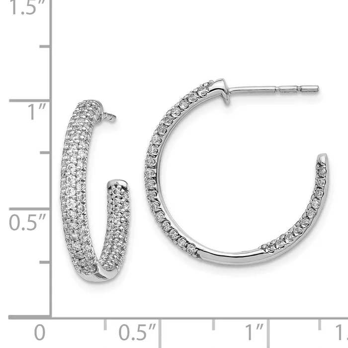 Earrings Goldia 14k White Gold Real Diamond InOut Hoop Post Earrings