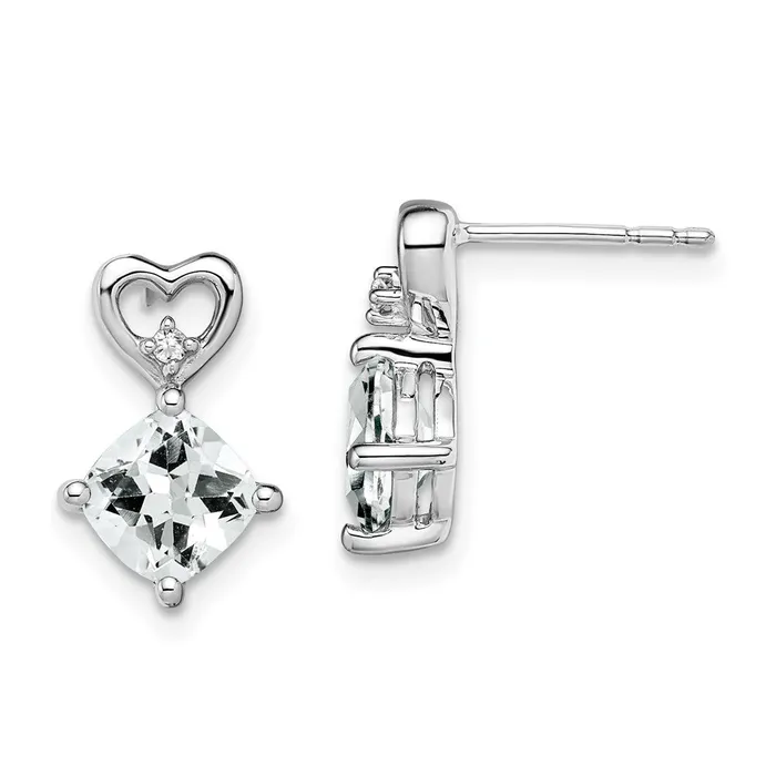 Earrings Goldia 14k White Gold White Topaz and Real Diamond Heart Earrings Earrings Goldia 14k White Gold White Topaz and Real Diamond Heart Earrings