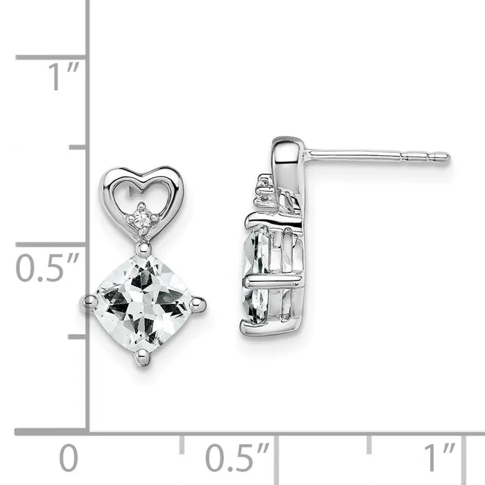Earrings Goldia 14k White Gold White Topaz and Real Diamond Heart Earrings