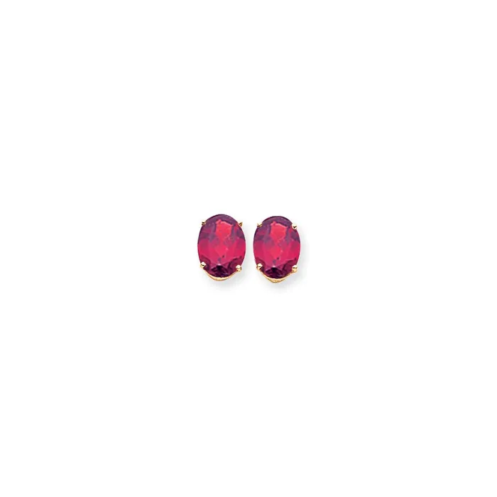 Earrings Goldia 14k Yellow Gold 10x8mm Oval Created Ruby Earrings