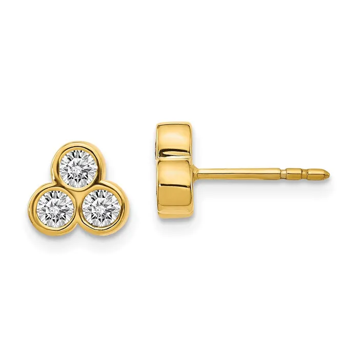 Earrings Goldia 14k Yellow Gold 3stone Real Diamond Earrings