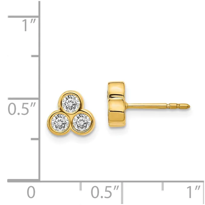 Earrings Goldia 14k Yellow Gold 3stone Real Diamond Earrings
