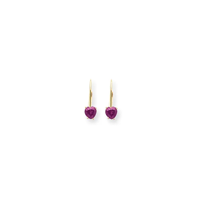 Earrings Goldia 14k Yellow Gold 5mm Heart Pink Sapphire Earrings