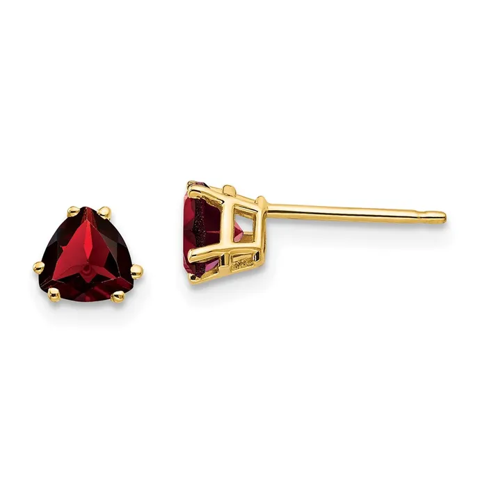 Earrings Goldia 14k Yellow Gold 5mm Trillion Garnet Earrings