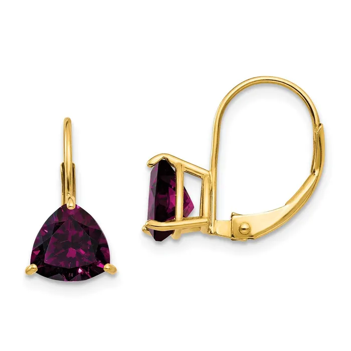 Earrings Goldia 14k Yellow Gold 7mm Rhodolite Garnet Leverback Earrings