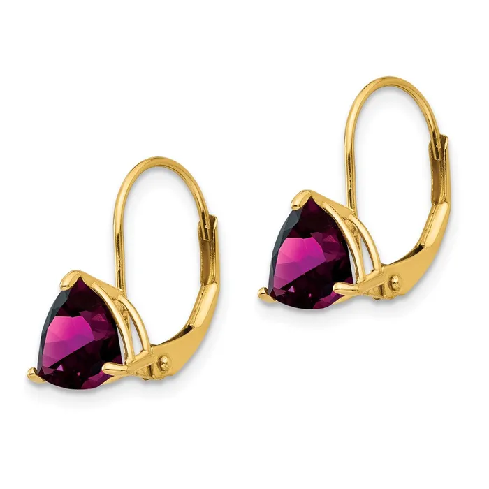 Earrings Goldia 14k Yellow Gold 7mm Rhodolite Garnet Leverback Earrings