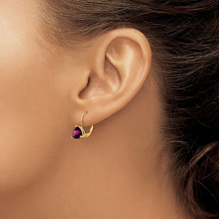 Earrings Goldia 14k Yellow Gold 7mm Rhodolite Garnet Leverback Earrings