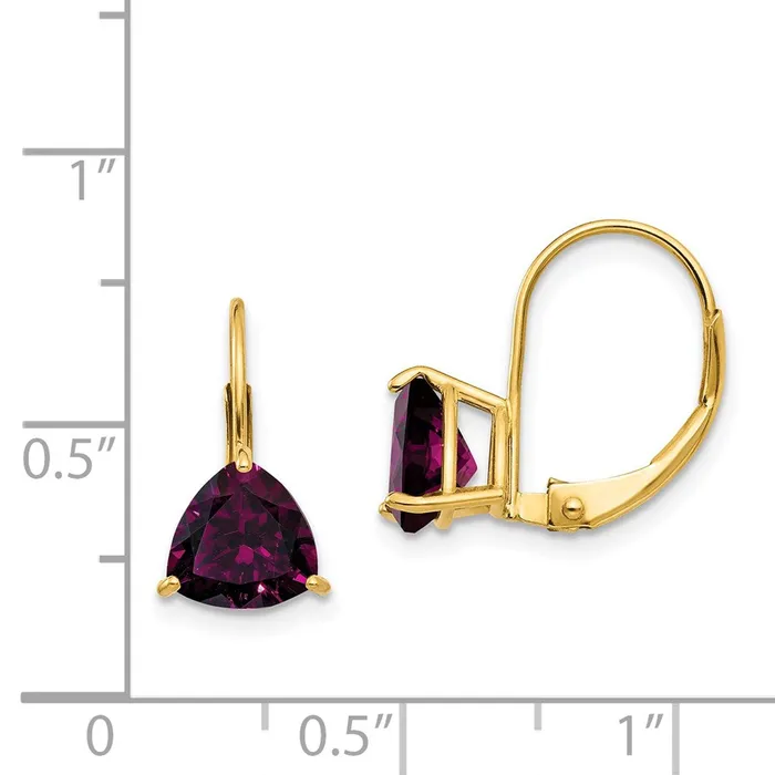 Earrings Goldia 14k Yellow Gold 7mm Rhodolite Garnet Leverback Earrings