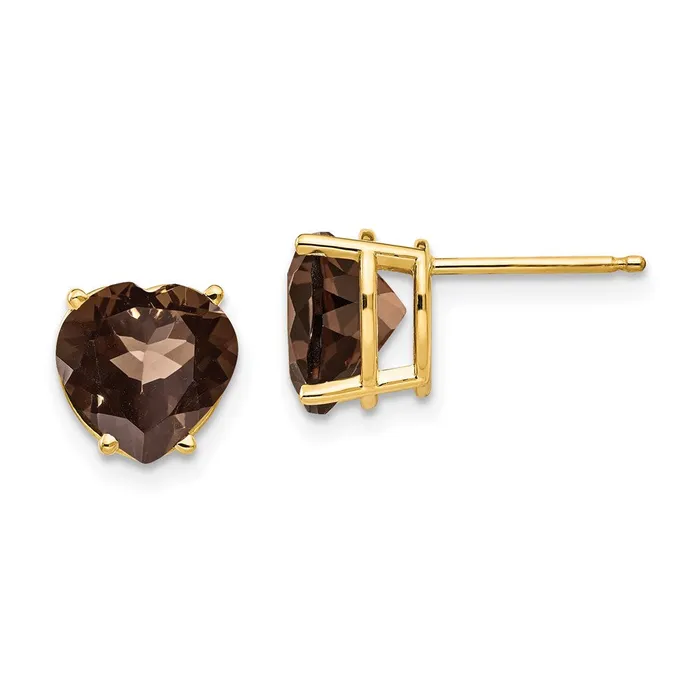 Earrings Goldia 14k Yellow Gold 8mm Heart Smok Yellow Gold Quartz Earring