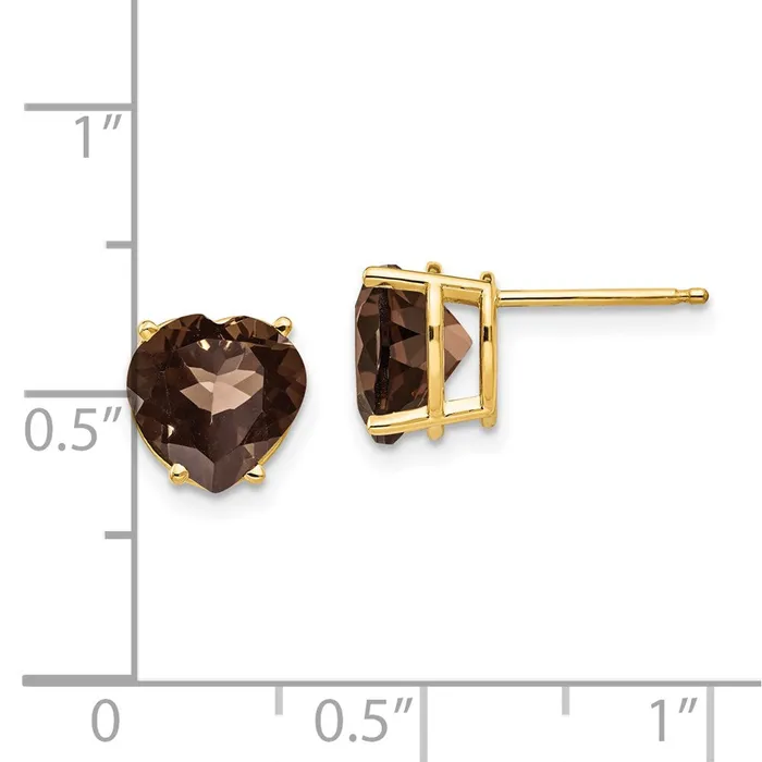 Earrings Goldia 14k Yellow Gold 8mm Heart Smok Yellow Gold Quartz Earring