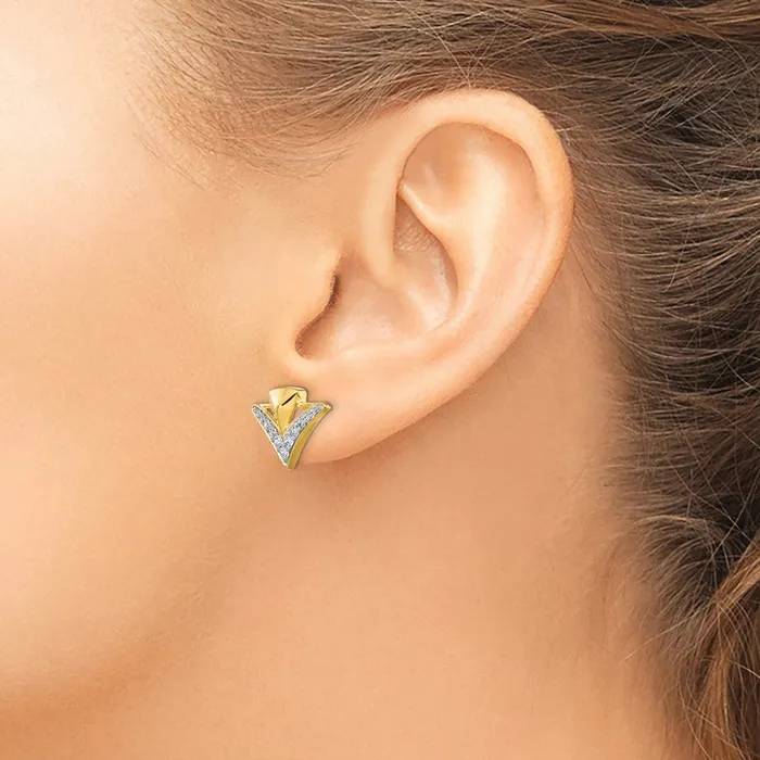 Earrings Goldia 14k Yellow Gold Real Diamond Fancy Post Earrings