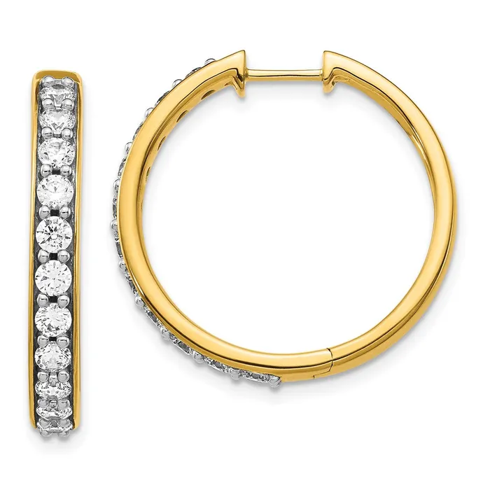 Earrings Goldia 14k Yellow Gold Real Diamond Hoop Earrings