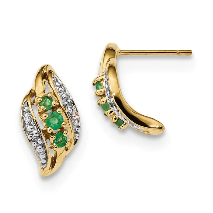 Earrings Goldia 14k Yellow Gold w Emerald u0026 Real Diamond Polished Post Earrings Earrings Goldia 14k Yellow Gold w Emerald u0026 Real Diamond Polished Post Earrings