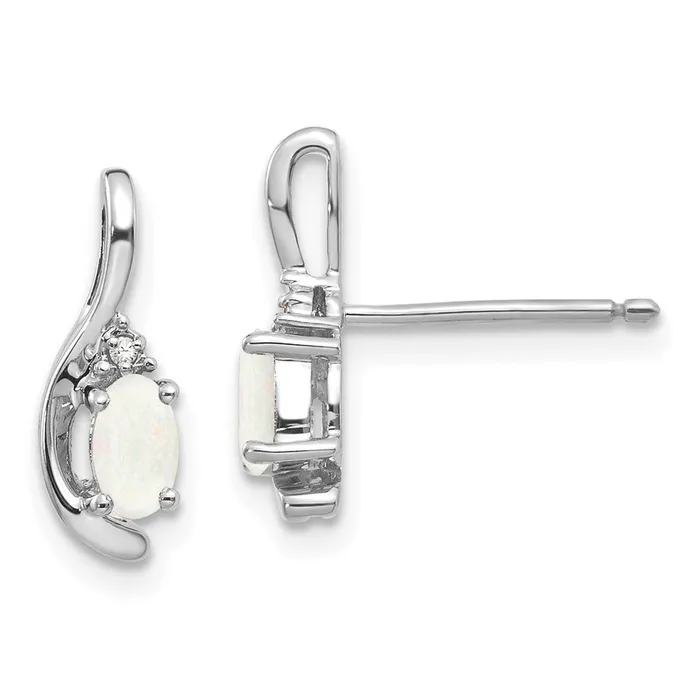 Earrings goldiaca 14k White Gold Opal Diamond Earring