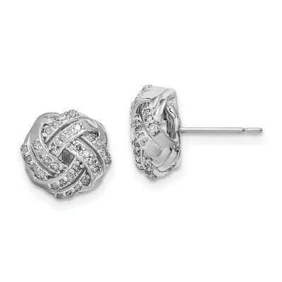 Earrings Goldiacom Double Row Love Knot Diamond Post Stud Earrings in 14K White Gold Fine Jewelry