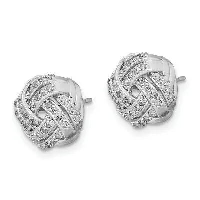 Earrings Goldiacom Double Row Love Knot Diamond Post Stud Earrings in 14K White Gold Fine Jewelry