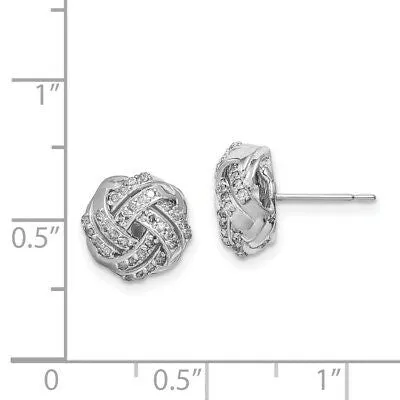 Earrings Goldiacom Double Row Love Knot Diamond Post Stud Earrings in 14K White Gold Fine Jewelry