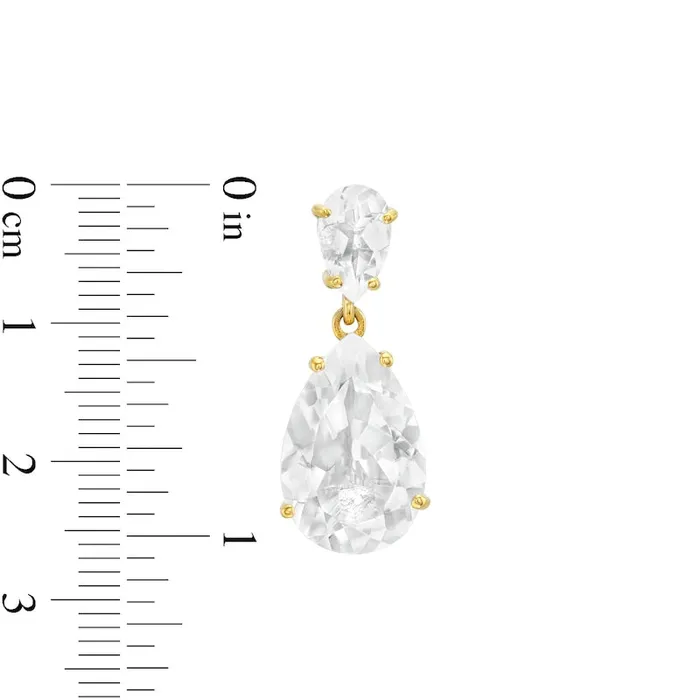 Earrings Goldia PearShaped White Quartz Double Teardrop Earrings in Sterling Silver and 10K Gold Plate Earrings Goldia PearShaped White Quartz Double Teardrop Earrings in Sterling Silver and 10K Gold Plate