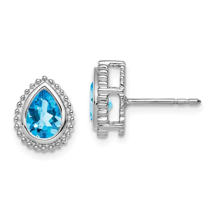 Earrings Goldia Solid 14k White Gold Pear Simulated Blue Topaz Post Earrings Earrings Goldia Solid 14k White Gold Pear Simulated Blue Topaz Post Earrings