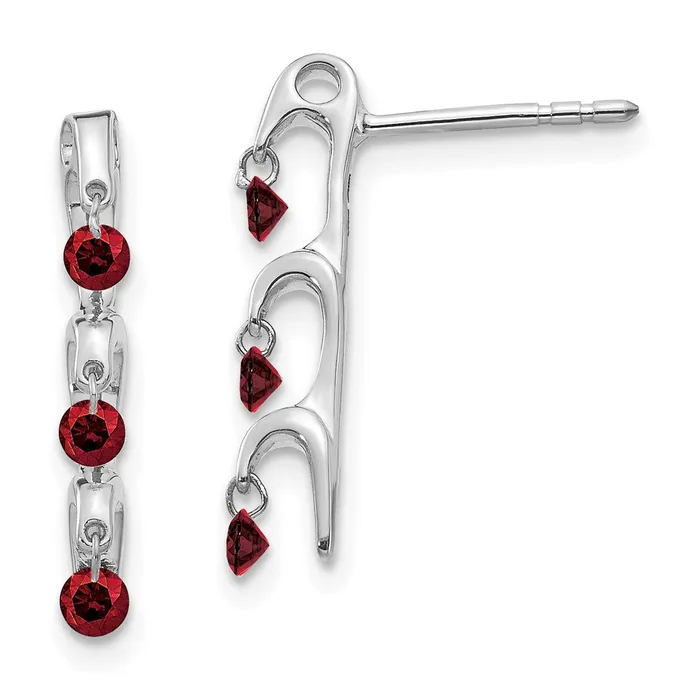 Earrings Goldia Solid 14k White Gold Red Simulated CZ Earrings