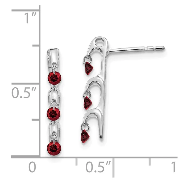Earrings Goldia Solid 14k White Gold Red Simulated CZ Earrings