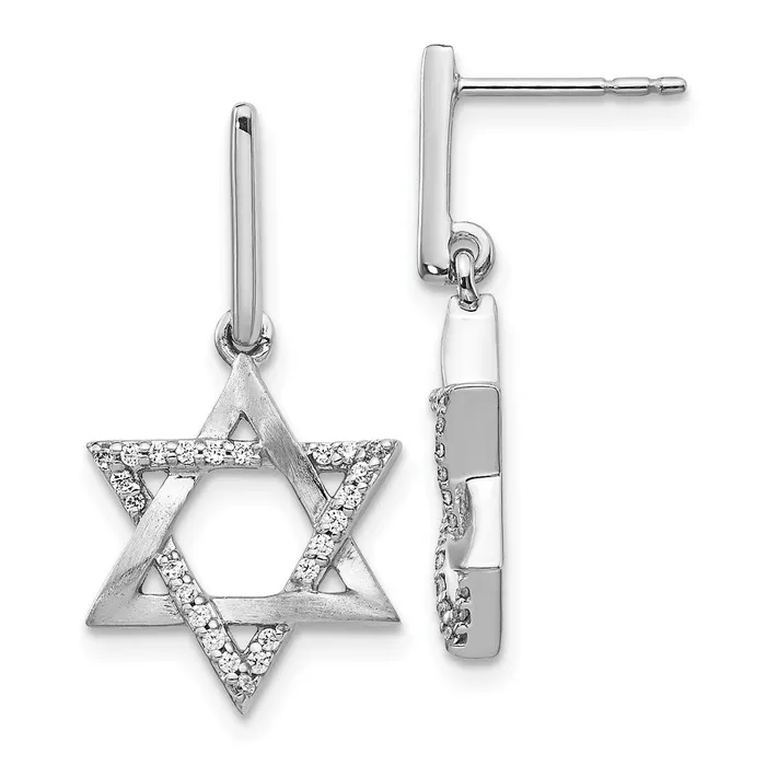 Earrings Goldia Solid 14k White Gold Simulated CZ Star of David Dangle Earrings Earrings Goldia Solid 14k White Gold Simulated CZ Star of David Dangle Earrings