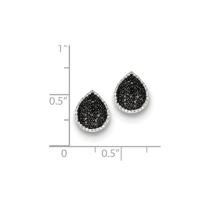 Earrings Goldia Sterling Silver Black and White Diamond Teardrop Post Earrings
