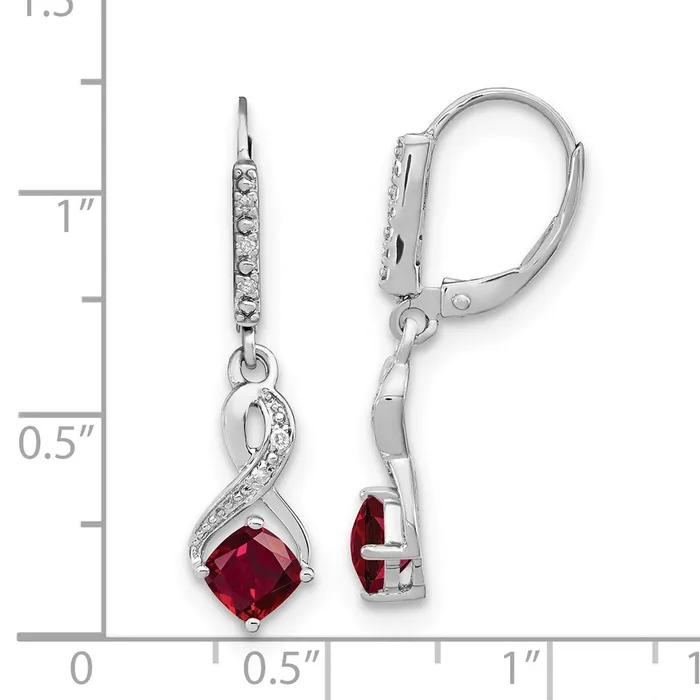 Earrings Goldia Sterling Silver Created Ruby and Real Diamond Earrings